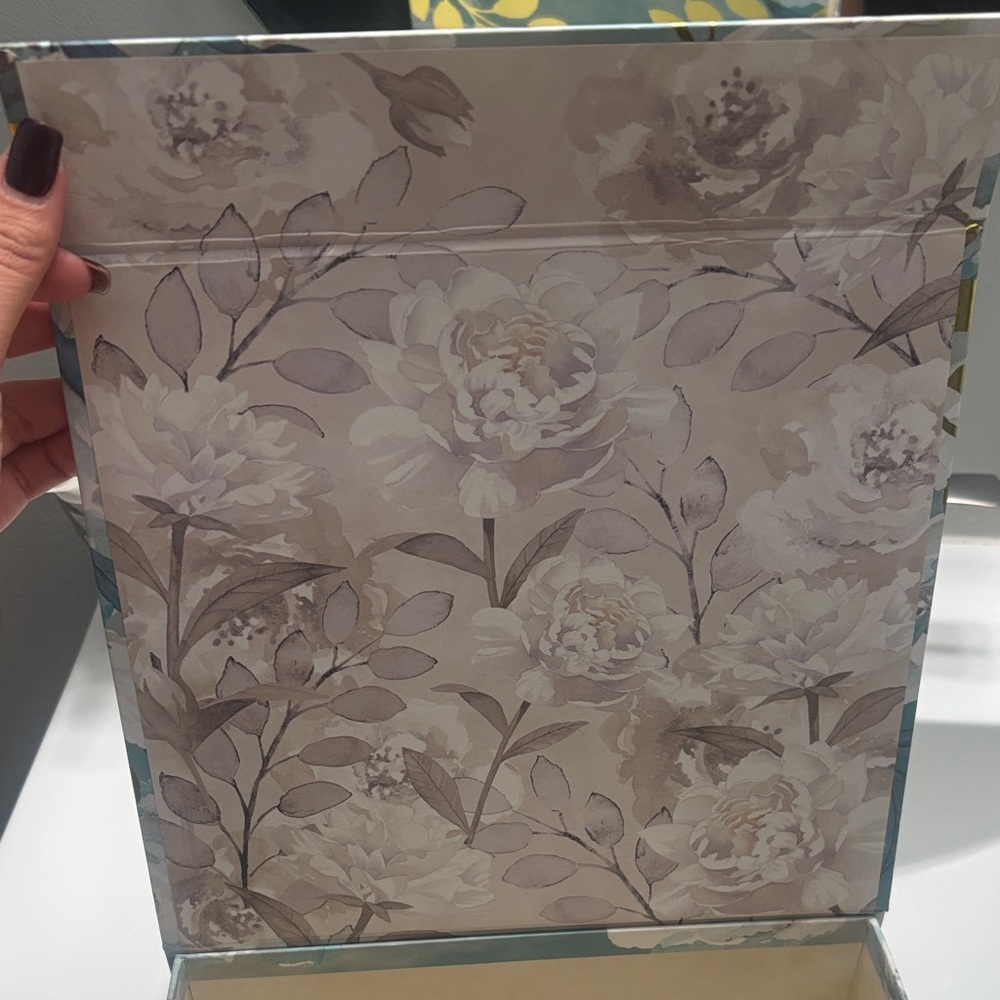 Floral Decorative Box with Gold Accents - Picture 4 of 6